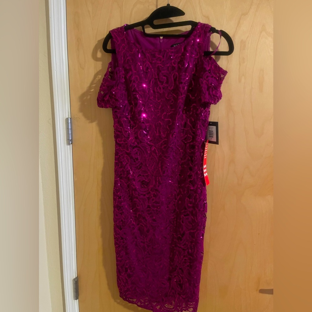 Purple lace and sequin dress